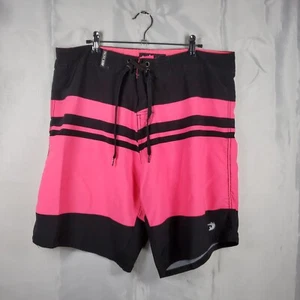 Pacific Surf Board Short Bright Pink Black Stripe Swim Trunk 1 Pocket Men Sz 36 - Picture 1 of 8