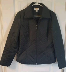 TALBOTS Black Blazer Jacket Zip Polyester Size 8 - Picture 1 of 4