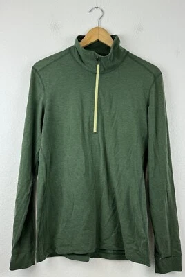 Pullover mediano para mujer Stio 1/4 cuarto cremallera manga larga rendimiento top verde Foto 1 de 4