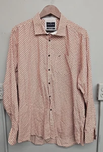 Daniel Hechter Shirt Men's 2XL Red White Button Down Pure Cotton Long Sleeve - Picture 1 of 10
