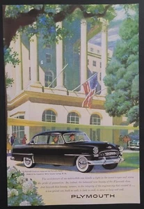 Anuncio impreso vintage Plymouth 1953 negro sedán 7x10" años 50 Garage Man Cave Ephemera - Imagen 1 de 3