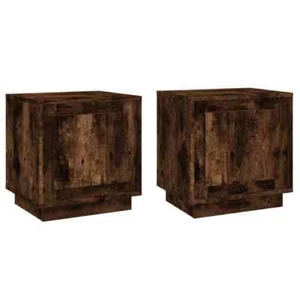 2x Bedside Tables Wooden Drawers Storage Side Cabinets Nightstand Smoked Oak - Picture 1 of 11