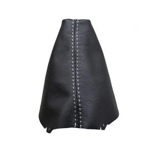 VW GOLF VII (2013-2019) Cuffia Leva Cambio 100% Vera Pelle - Cuciture Bianco - Foto 1 di 3