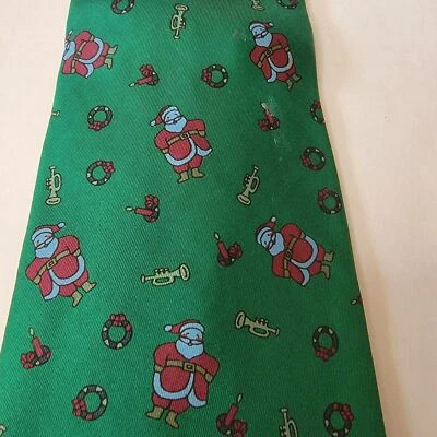 De Colección Cambridge Classics Mervyns Corbata de Navidad Santa Corona Vela 100% Seda Foto 1 de 4