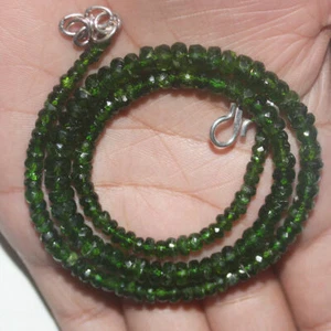 3to5.5MM NNatural Gemstone Chrome Diopside Faceted Rondelle Beads Necklace 5371 - Picture 1 of 3