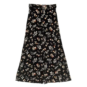 Vintage Blumen Knopfleiste Midi Rock schwarz Gr. 00 Whimsygoth Grunge 90er Boho - Bild 1 von 8