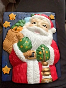 3D Santa Urlaub Weihnachten Süßigkeiten Leckerei Keramik bemalt Box Halter 3,75 x 2,75" R - Bild 1 von 8