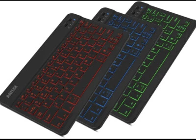 Arteck HB030B Universal Slim Portable Wireless Bluetooth Colors Backlit Keyboard - Image 1 of 4