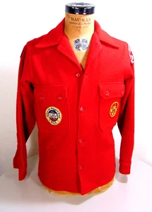 1970 Oficial Boy Scouts Of America Chaqueta de Lana Roja con 8 Parches, Queens, Nueva York - Imagen 1 de 16