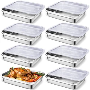 Suttmin 8 Pcs Stainless Steel Food Storage Containers with Lids Hotel Pans Ch... - Picture 1 of 7