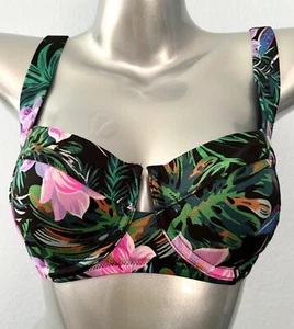 Victoria's Secret Black Tropical Lace Up Back Full Coverage Swim Bikini Top - Picture 1 of 3