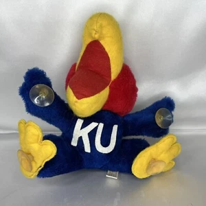 Vintage Kansas KU Jayhawk Plush Car Window Suction Cup Cling Stuffed Animal - Picture 1 of 12