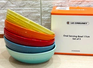 Le Creuset Bowl Oval Serving Ball 17 CM Rainbow 5 pieces 450ml Stoneware Japan - Picture 1 of 13