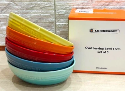 Le Creuset Bowl Oval Serving Ball 17 CM Rainbow 5 pieces 450ml Stoneware Japan - Image 1 of 4