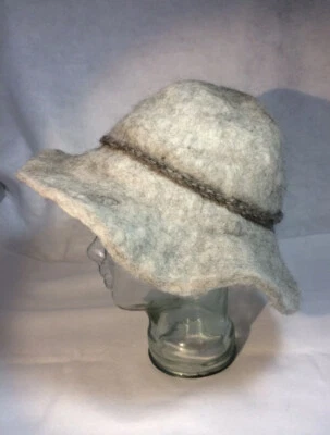 Sombrero de Invierno Vintage Lana Boho Hippie Flexible Ala Completa Avena Color Gris Foto 1 de 4