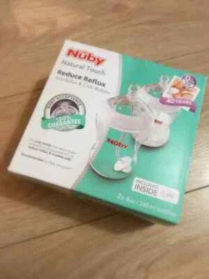 NÛBY Nuby Anti Colic Bottles (2) Reduce Reflux Slow Flow - Incs Straw Brush & Dummy