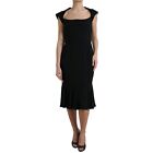 DOLCE & GABBANA Sukienka Czarna Cady Wiskoza Bez rękawów Midi IT36/US2/XS Sugerowana cena detaliczna 2180 USD