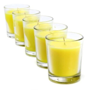 5PCE Citronella Scented Tealight Candles In Glass Holders Garden Greens 8hr 10g - Picture 1 of 7