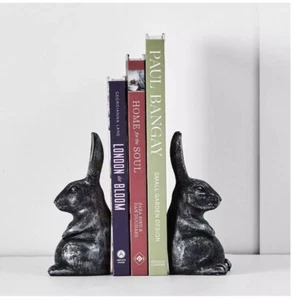 Bunny Rabbit Bookends Bookshelf Home Decor Paperweight - Set of 2 - Foto 1 di 2