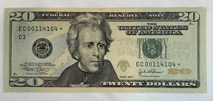 Series 2004 $20 FRN Star Note Fancy Serial Number Trinary EC00114104* - Picture 1 of 2