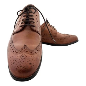 Nunn Bush Comfort Gel Men's Brown Wingtip Oxford Leather Shoes 84525-221 SZ 8 W - Picture 1 of 9