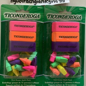 Ticonderoga Eraser Multi-Pack, Latex-Free, Multi-Colored, Set of 15 (2-Pack) NIB - Picture 1 of 2