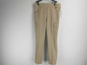 Women Calvin Klein Straight Leg Stretch Pants Cargo Latte MSRP $59 (M6-M9) - Picture 1 of 12
