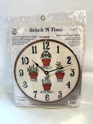 NMI Stitch In Time CLOCK Count Cross Stitch PATTERN KIT 5957 "HERBS" - Image 1 of 2
