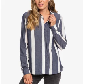 $55 Roxy Women's Mess Is Mine Stripe Shirt Size XS - Picture 1 of 5