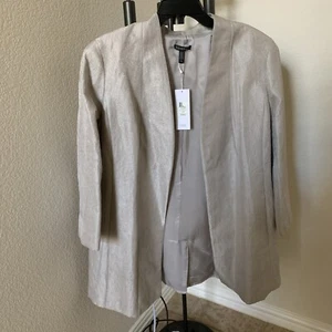 NWT Eileen Fisher Silver Mirage Jacquard Bracelet Sleeve Long Jacket Size L $418 - Picture 1 of 7