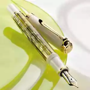 Pluma Estilográfica Pelikan Souverän® M400 Carey Blanca Oro 14K Fina Nueva en Caja - Imagen 1 de 5