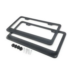 2 marcos de matrícula de metal pesado IMPRESIÓN DE CARBONO + 4 tapa de tornillo para PORSCHE VOLVO - Imagen 1 de 2