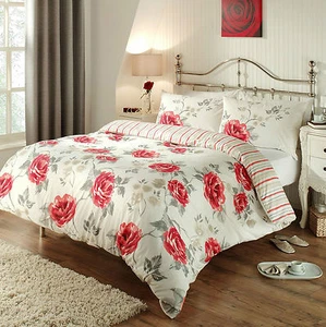 Duvet Set Rose Marie Red Contemporary Floral Single Or Double Bed Size - Picture 1 of 4