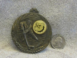 Weirdified hockey medal with player and bulldog - Picture 1 of 3