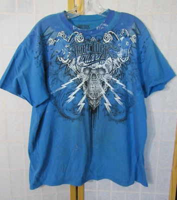 Hart Luck Tattoo Blue/White Skull Graphic Cotton T-Shirt Men XL - Image 1 of 4