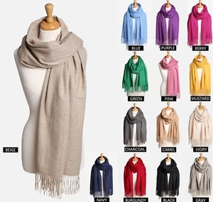 ComfyLuxe Solid Color Oblong Scarf w/ Fringe - Picture 1 of 23