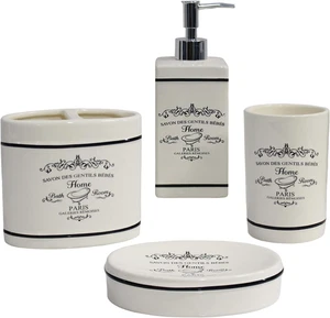 4-teiliges Badaccessoires Set - robuste Keramik Paris Badaccessoire S - Bild 1 von 7