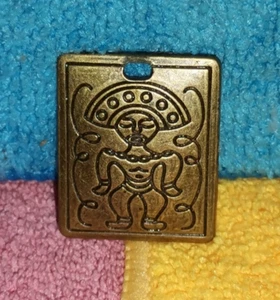 Small Brass plaque, pendant with Mexican? figure - Picture 1 of 3