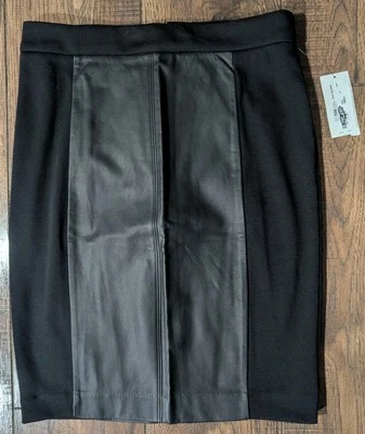 Nicole By Nicole Miller черный на черный искусственной кожи вставить мини юбка размер S новый с Ярлыками - Изображение 1 из 4