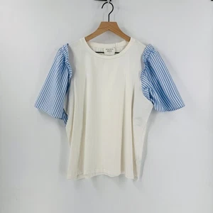 Hyacinth House Blue Stripe Mollie Flutter Sleeve Blouse Cotton Blend Size XL - Picture 1 of 6