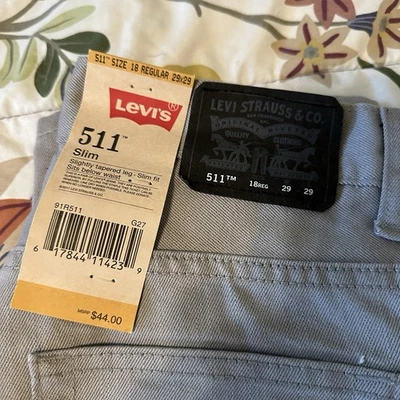 Jeans ajustados Levi’s 511, talla 18/29x29, nuevos, gris claro Foto 1 de 4