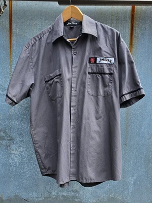 Jim Beam Men's Large Branded Mechanic Shop Work Shirt Gray  Embroidered - Image 1 of 4