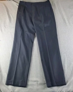 Polo Ralph Lauren Pants Mens 34 Charcoal Wool Pleated Cuffed Trousers Italy - Picture 1 of 17