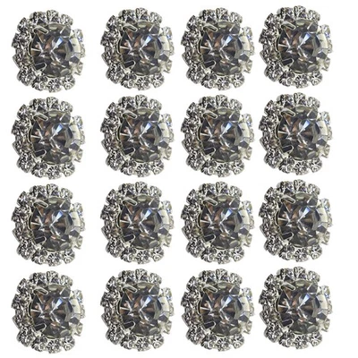  30pcs pulsante squisito strass argento intarsiato pulsante decorativo - Immagine 1 di 4