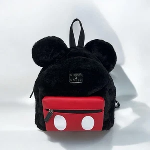 Mochila ajustable Bioworld para mujer Disney’s Mickey Mouse suave peluda negra - Imagen 1 de 9