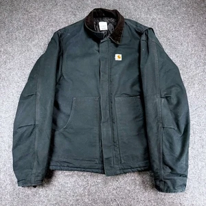 VTG Y2K Carhartt Jacket Fade 44 J02 BLK Arctic Quilted Corduroy Collar Union USA - Picture 1 of 8