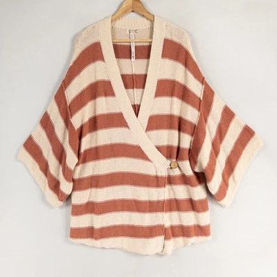Suéter Free People Easy Living Rober Mameluco Talla Mediana Tejido Marrón Crema Rayas Foto 1 de 4