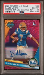 Dante Moore Auto /150 - 2023 Bowman U Chrome - Fuchsia Mini-Diamond - PSA 10 Gem - Picture 1 of 2