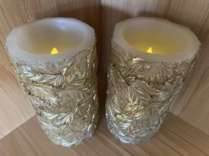 SELTEN 2er Set 8" Ernte glitzernde Blatt Wachssäulen von Valerie H219747 - Bild 1 von 4