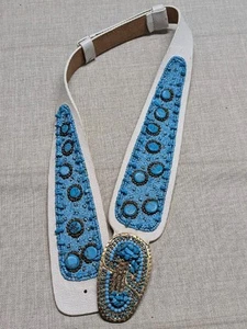 vintage SOUTHWESTERN native american 36-40 corset belt BEADED turquoise XL chico - Picture 1 of 10